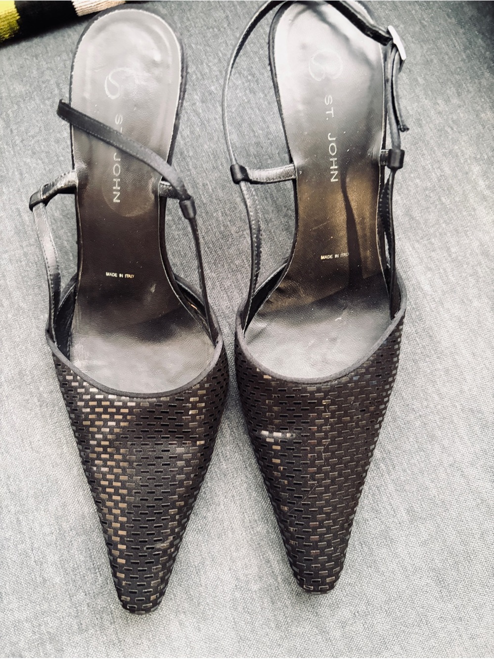 Beautiful Black Leather St John Sling Back Pumps size 8.5